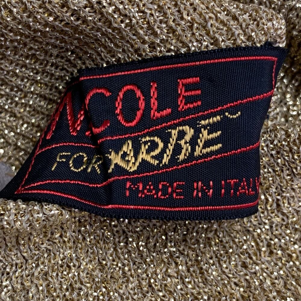 NICOLE Vintage Size M Gold Metallic Polyester Blend Knit Turtleneck Sweater - Picture 4 of 4